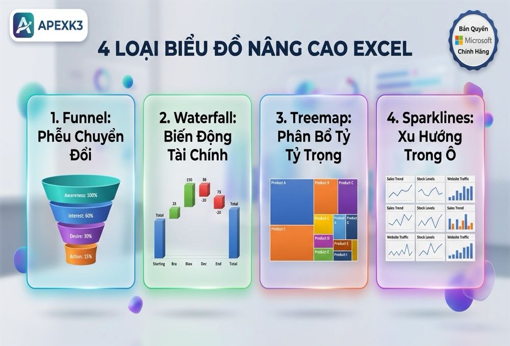 Biểu Đồ Nâng Cao Excel: Funnel, Waterfall, Treemap, Sparklines - Hướng dẫn chi tiết 2