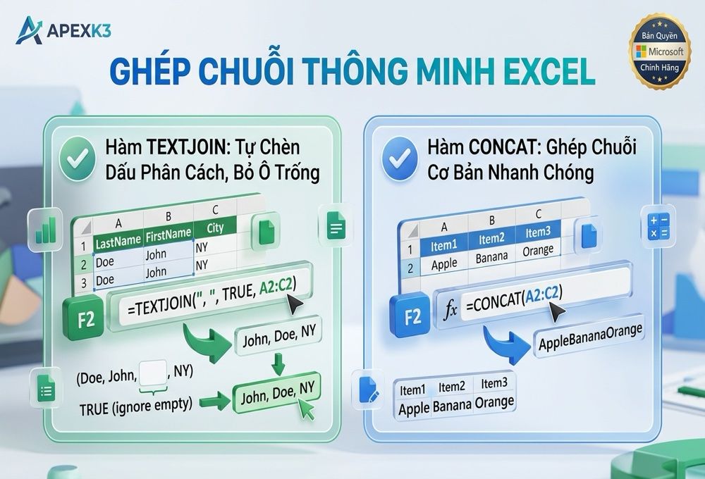 Hàm TEXTJOIN Và CONCAT: Ghép Chuỗi Trong Excel - Hướng dẫn chi tiết 2