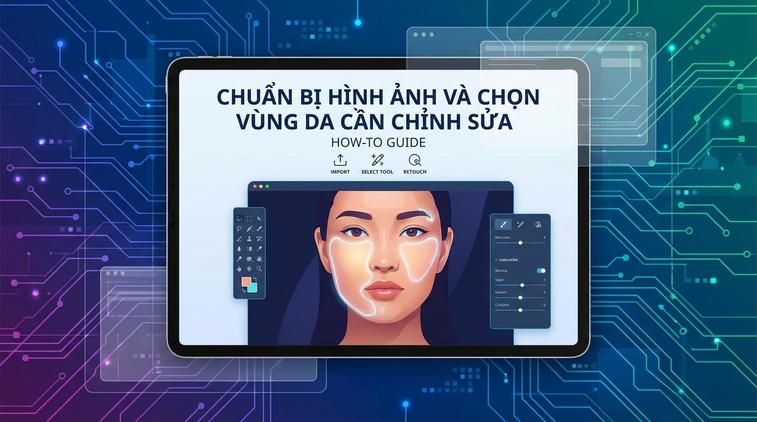 Chuẩn bị hình ảnh và chọn vùng da cần chỉnh sửa