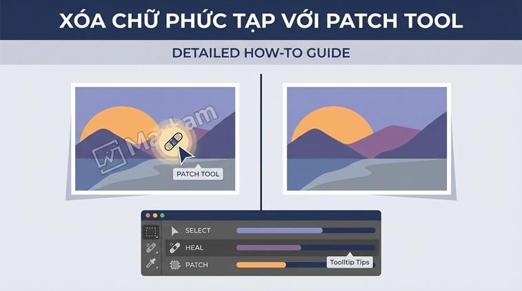 Xóa chữ phức tạp với Patch Tool