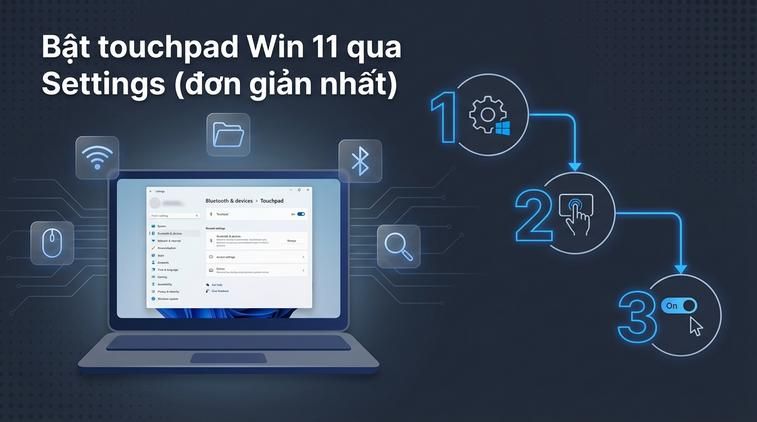 Bật touchpad Win 11 qua Settings (đơn giản nhất)
