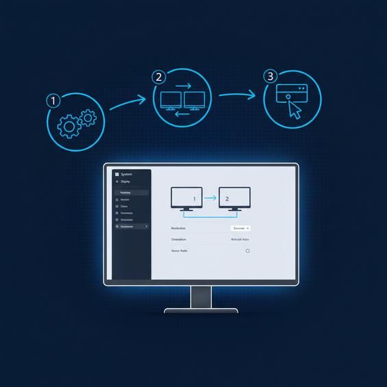 Cấu hình trong Display Settings để 2 màn hình làm việc đúng ý