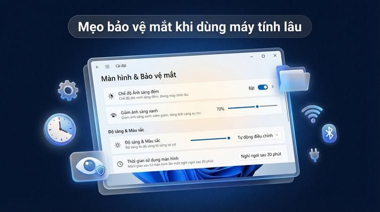 Mẹo bảo vệ mắt khi dùng máy tính lâu