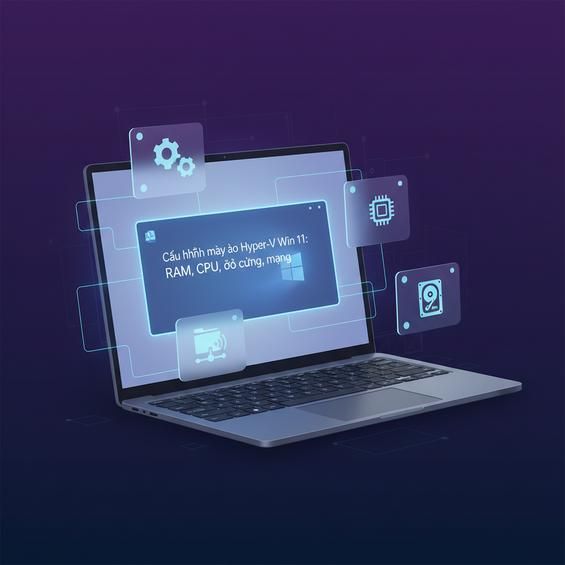Cấu hình máy ảo Hyper-V Win 11: RAM, CPU, ổ cứng, mạng
