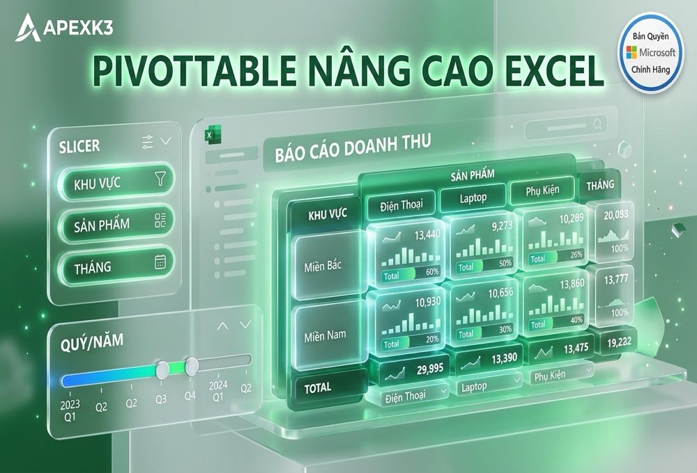 PivotTable Nâng Cao: Slicer, Timeline Và Tự Động Refresh - Hướng dẫn chi tiết 1